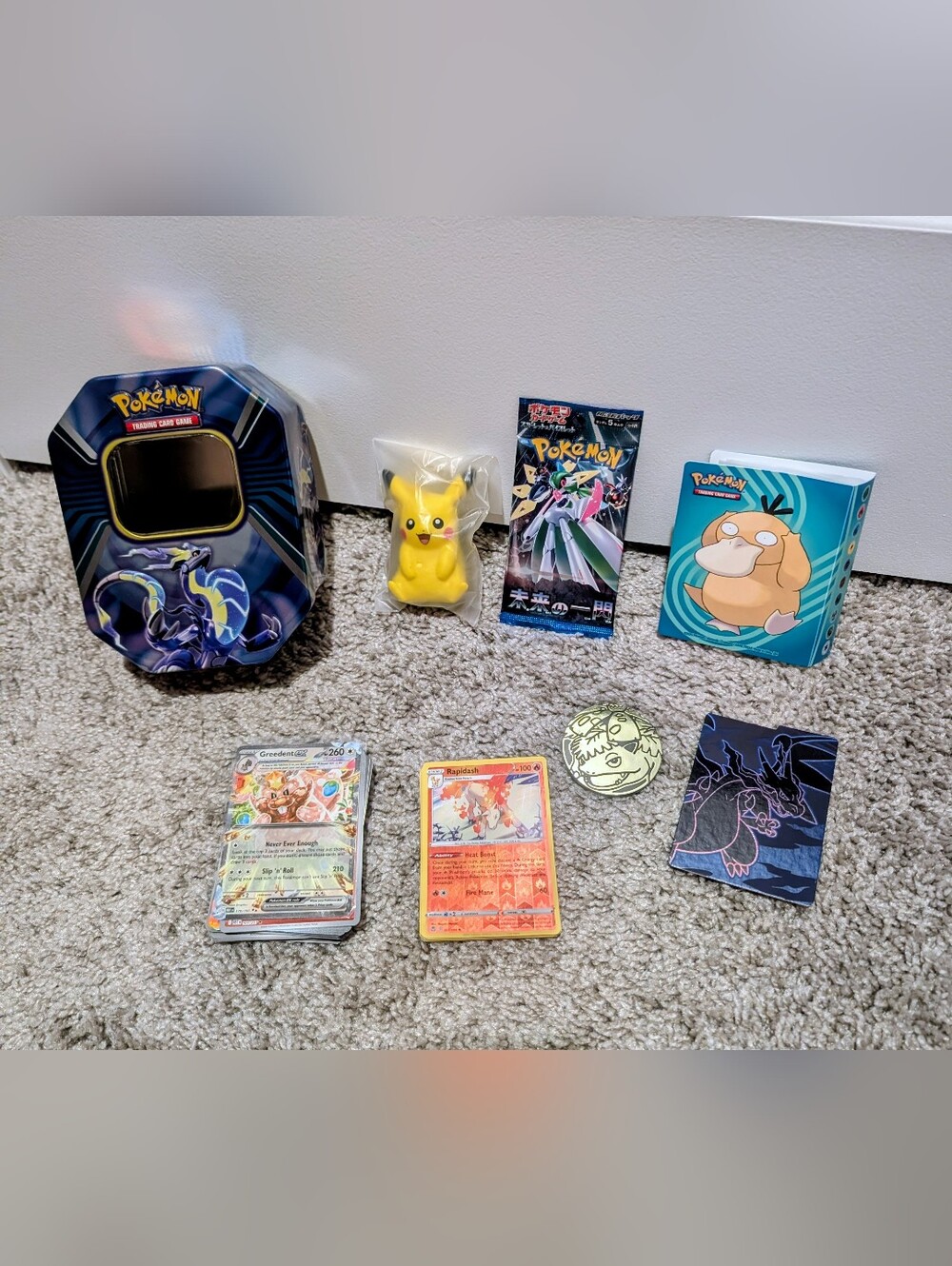 Pokemon Gift Box Tin Pikachu Squishy Cards Sealed Pack Mini Binder Coin